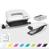 Zošívačka a dierovačka, set, 10 listov, kovový, LEITZ "Wow Mini", biela
