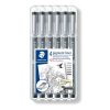 Liner, sada, STAEDTLER "Pigment Liner 308", 4+2 ks, čierna