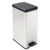 Odpadkový kôš, pedálový, 40 l, CURVER "Slim Bin", čierno-strieborná