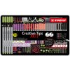 Liner, sada, v kovovej krabičke, STABILO "Creative Tips ARTY", 6 rôznych pastelových farieb, 5 rôznych hrúbok