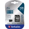 Pamäťová karta, microSDXC, 128 GB, CL10/U3, 90/45 MB/s, s adaptérom, VERBATIM "PRO"