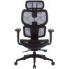 Kancelárska otočná stolička, sieťovaný sedák a operadlo, čierny plastový krížový podstavec, "Humantech", čierna