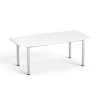 Konferenčný stôl, zakrivený, so sivými kovovými nohami, 80/95x190 cm, MAYAH "Freedom SV-43", biely