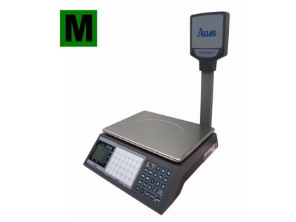 ACLAS PS1P-15DS, 6/15kg, 330mmx230mm  Obchodní pultová váha s výpočtem ceny a displejem na stativu