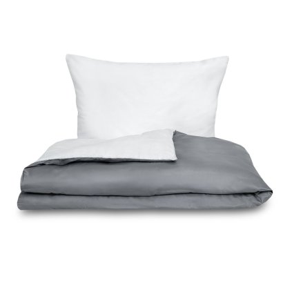 Saténové povlečení LUXURY COLLECTION tmavě šedé/bílé (Varianta 1+1, 140x200, 70x90cm)