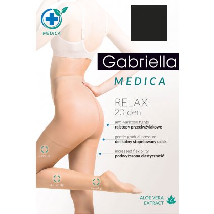 Silonkové punčocháče Gabriella Medica Relax 20 DEN Code 110 (Velikost 3-M, Barva Černá)