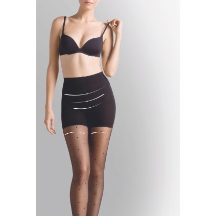 Silonkové punčocháče Gabriella Secret Shaper Puntina 20 Den code 680 (Velikost 4-L, Barva Černá)