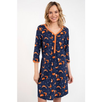 Noční košile Italian Fashion Wasilla r.3/4 (Velikost L, Barva Modrá - tmavě)