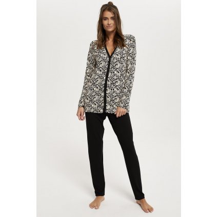 Dámské pyžamo Italian Fashion Abisynia dł.r. dł.sp. (Velikost XL, Barva Černá)