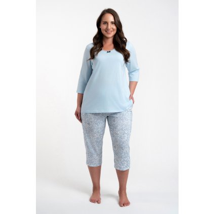 Dámské pyžamo Italian Fashion Salli r.3/4 sp.3/4 (Velikost S, Barva Modrá)