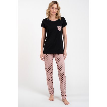 Dámské pyžamo Italian Fashion Buscato kr.r. dł.sp. (Velikost XL, Barva Černá)