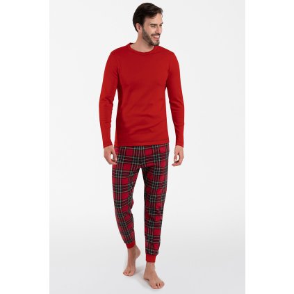 Pánské pyžamo Italian Fashion Narwik dł.r. dł.sp. (Velikost M, Barva Červená)