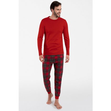 Pánské pyžamo Italian Fashion Narwik dł.r. dł.sp. (Velikost M, Barva Červená)