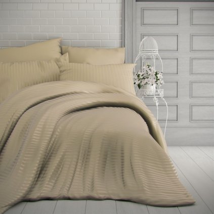 lozni satenove povleceni s prouzkem 140x200 70x90cm cappuccino 327443 0 wm0