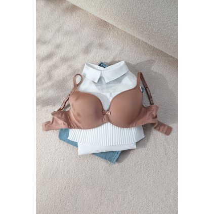 Bezešvá podprsenka BeautyBra Cinnamon Nude se skrytými kosticemi Timo 042840 (Velikost 80B, Barva Hnědá)