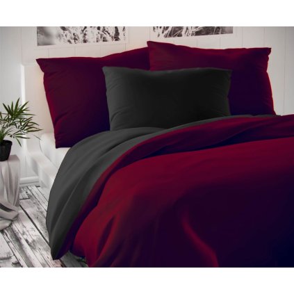 Saténové povlečení LUXURY COLLECTION 140x200, 70x90cm vínové / černé