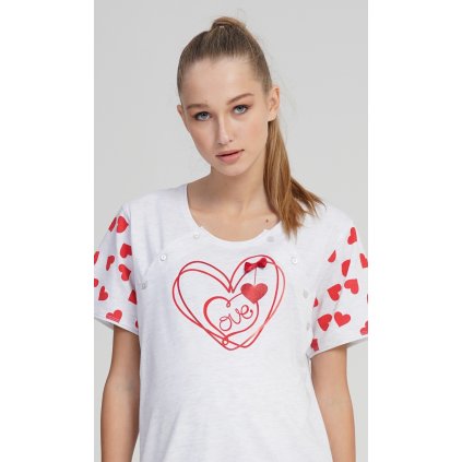 Dámská noční košile mateřská Love (Barva Šedá - světle, Velikost S)