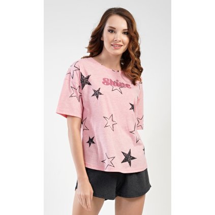 Dámské pyžamo šortky Shine (Barva Růžová - světle, Velikost XL)