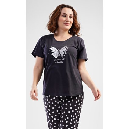 Dámské pyžamo kapri Motýl (Barva Šedá - tmavě, Velikost 4XL)