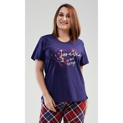 Dámské pyžamo kapri Forever (Barva Modrá - tmavě, Velikost 4XL)