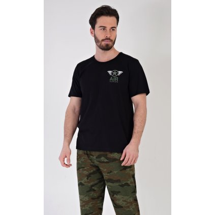 Pánské pyžamo dlouhé Air forces (Barva Černá, Velikost M)
