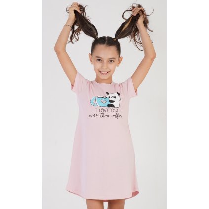 Dětská noční košile s krátkým rukávem Panda (Barva Růžová - světle, Velikost 15/16)