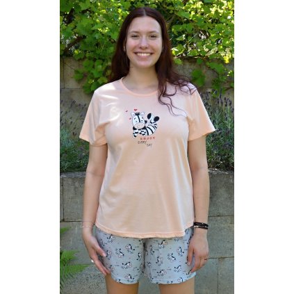 Dámské pyžamo šortky Zebra (Barva Šedá - světle, Velikost S)