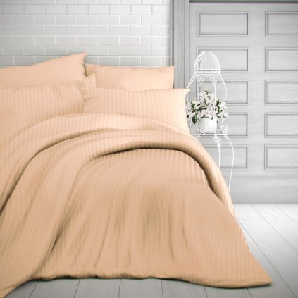 Hotelové povlečení atlas grádl 22mm proužek 140x200, 70x90cm meruňkové (Varianta Verschluss mit Reißverschluss)