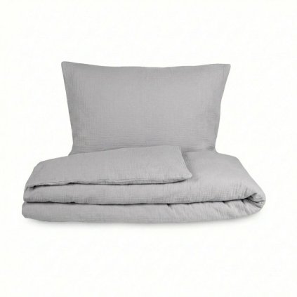 Mušelínové povlečení světle šedé (Varianta 1+1, 140x200, 70x90cm)