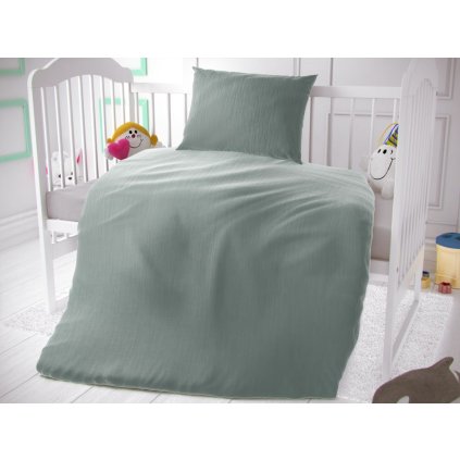 Mušelínové povlečení do dětské postýlky světle zelené (Varianta 1+1, 90x135, 45x60cm)