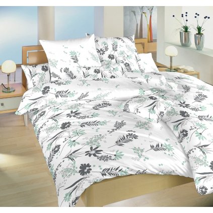 Povlečení bavlna Agáta mentolová na bílém (Varianta Povlečení bavlna Agáta mentolová na bílém 140x200, 70x90 cm)