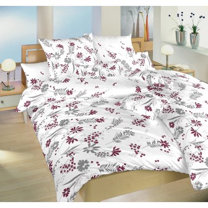 Povlečení krep Agáta vínová na bílém (Varianta Povlečení krep Agáta vínová na bílém 140x200, 70x90 cm)