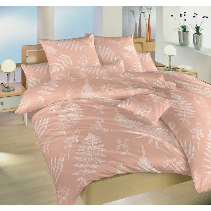 Povlečení krep Kapradí bílé na latté (Varianta Povlečení krep Kapradí bílé na latté 140x200, 70x90 cm)