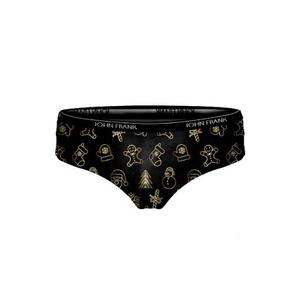 Dámské kalhotky John Frank WJFD-H54-CH-GOLD PIECES (Velikost L, Barva Černá)