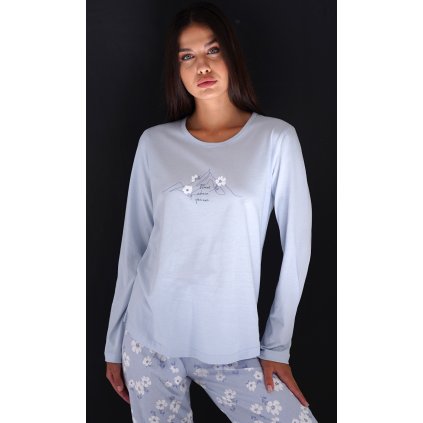 Dámské pyžamo dlouhé Nature (Barva Modrá - světle, Velikost 2XL)