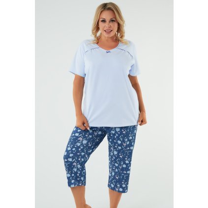 Dámské pyžamo Italian Fashion Agalia kr.r. sp.3/4 (Velikost M, Barva Modrá)