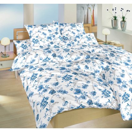 Povlečení bavlna Kvítí modré na bílém (Varianta Povlečení bavlna Kvítí modré na bílém 140x200, 70x90 cm)