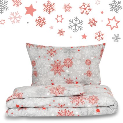 vanocni flanelove povleceni 140x220 70x90cm vlocky cervenosede 950163 1 wm0
