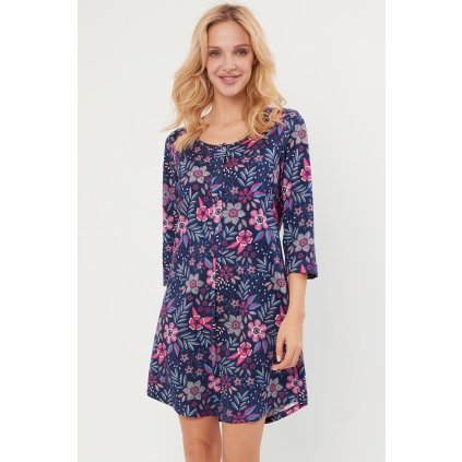 Noční košile Italian Fashion Folk r.3/4 (Velikost M, Barva Modrá - tmavě)
