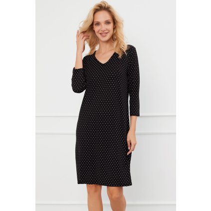 Noční košile Italian Fashion Puntini r.3/4 (Velikost M, Barva Černá)
