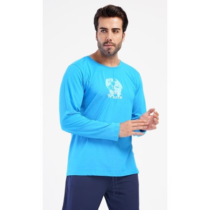 Pánské pyžamo dlouhé Matěj (Barva Modrá, Velikost 2XL)