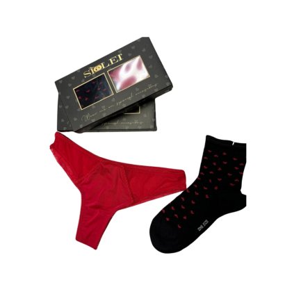 Dámský set kalhotky+ponožky Siélei 7650 (Velikost L, Barva Červená)
