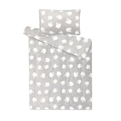 Povlečení mikroflanel do postýlky Ovečky světle šedé (Varianta Povlečení mikroflanel do postýlky Ovečky světle šedé 90x135, 40x60 cm)