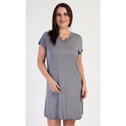 Dámská noční košile s krátkým rukávem Pavlína (Barva Šedá, Velikost 3XL)