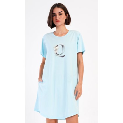Dámské domácí šaty s krátkým rukávem Queen (Barva Růžová - světle, Velikost 3XL)
