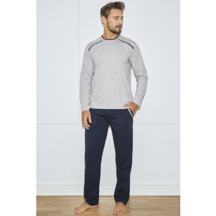 Pánské pyžamo Italian Fashion Zbyszek dł.r. dł.sp. (Velikost M, Barva Modrá - tmavě)