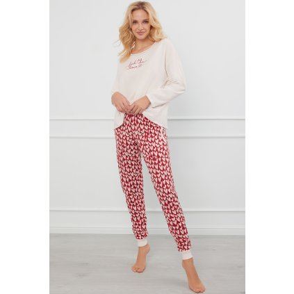 Dámské pyžamo Italian Fashion Evora dł.r. dł.sp. (Velikost M, Barva Smetanová)