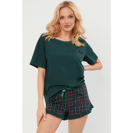 Dámské pyžamo Italian Fashion Foggia kr.r. kr.sp. (Velikost XL, Barva Zelená)