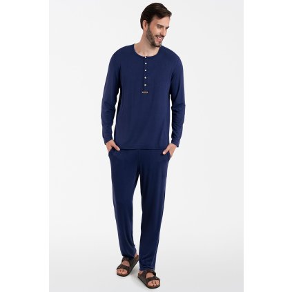 Pánské pyžamo Italian Fashion Amigo dł.r. dł.sp. (Velikost L, Barva Modrá - tmavě)