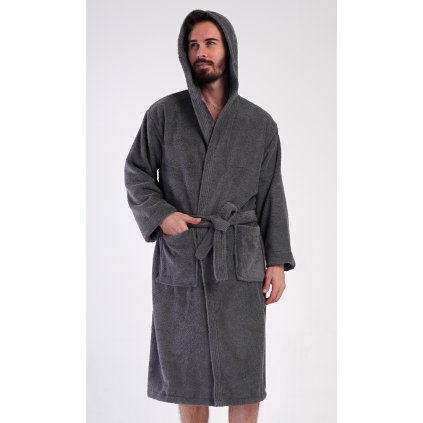 Pánský župan s kapucí Alex (Barva Modrá - tmavě, Velikost L)